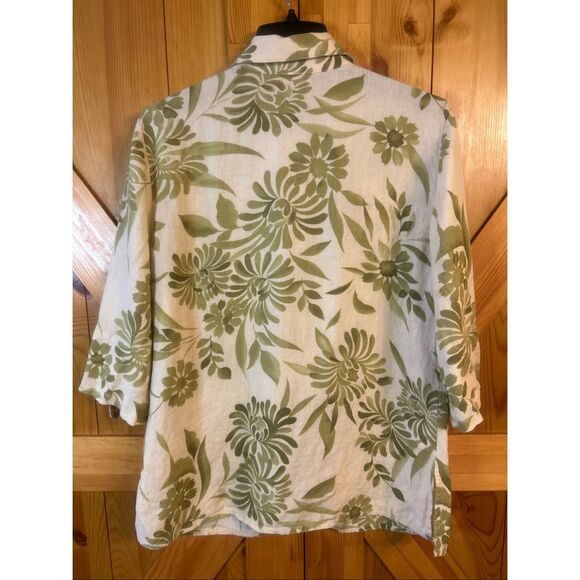 Oscar De La Renta Linen Button Up Shirt Large Tropical (5843) - Picture 6 of 7